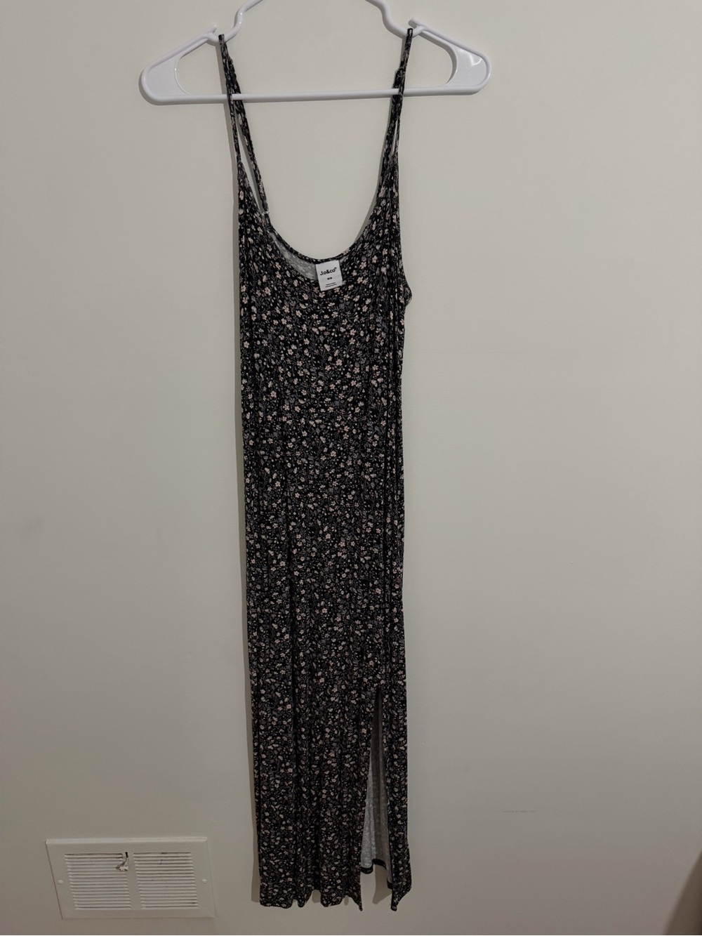 Floral Slim Slip Maxi Dress - Black with Pink Flowers